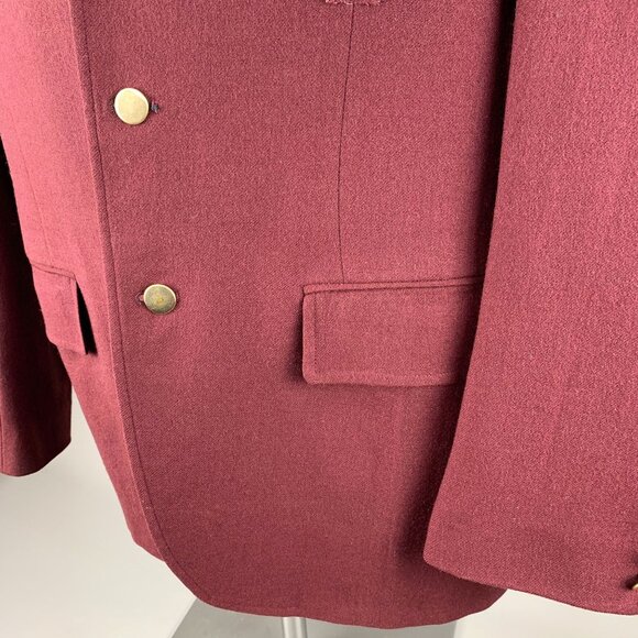 Vintage 80s Harvard Mens Wool Band Blazer Embroidered Logo Flawed w/ Moth Holes - Picture 8 of 16